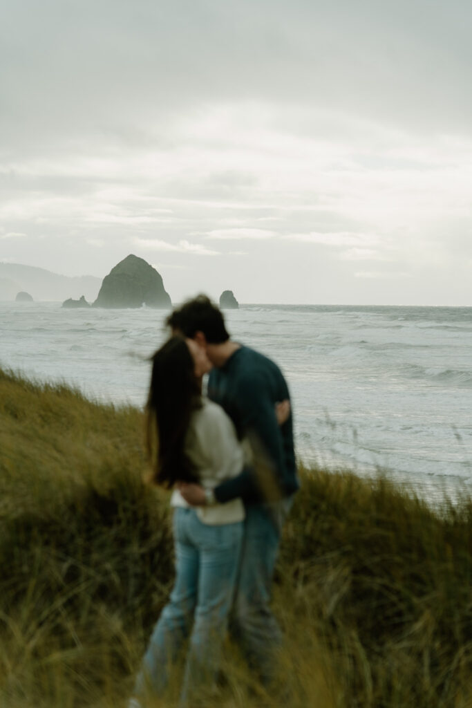 haystack rock engagement photos