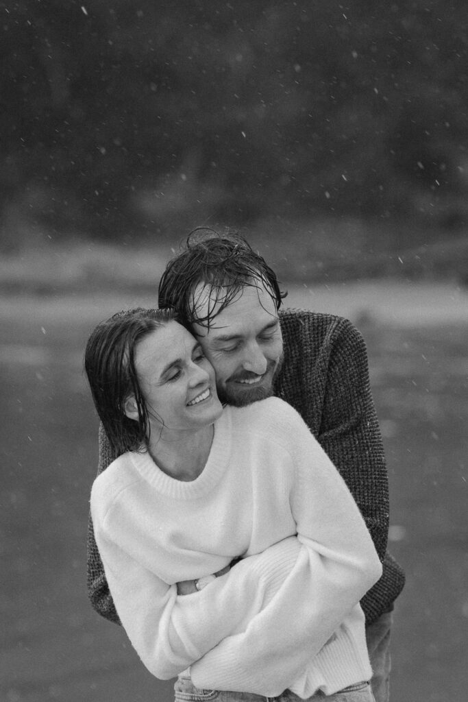 engagement photos in the rain