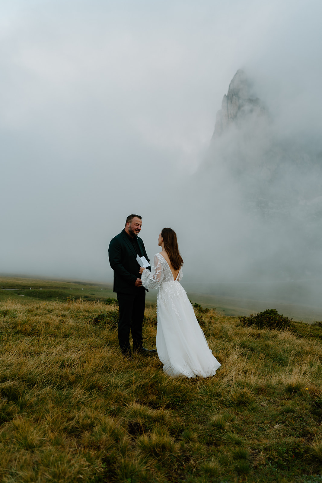 A couple exchanges vows during their Italian Dolomites elopement.