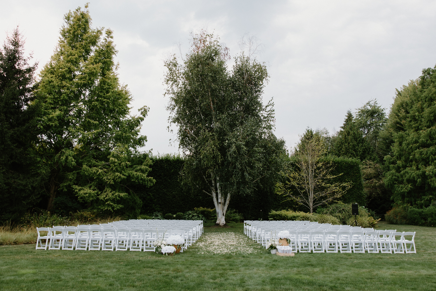 A wedding ceremony set up at Briarwood Estate
