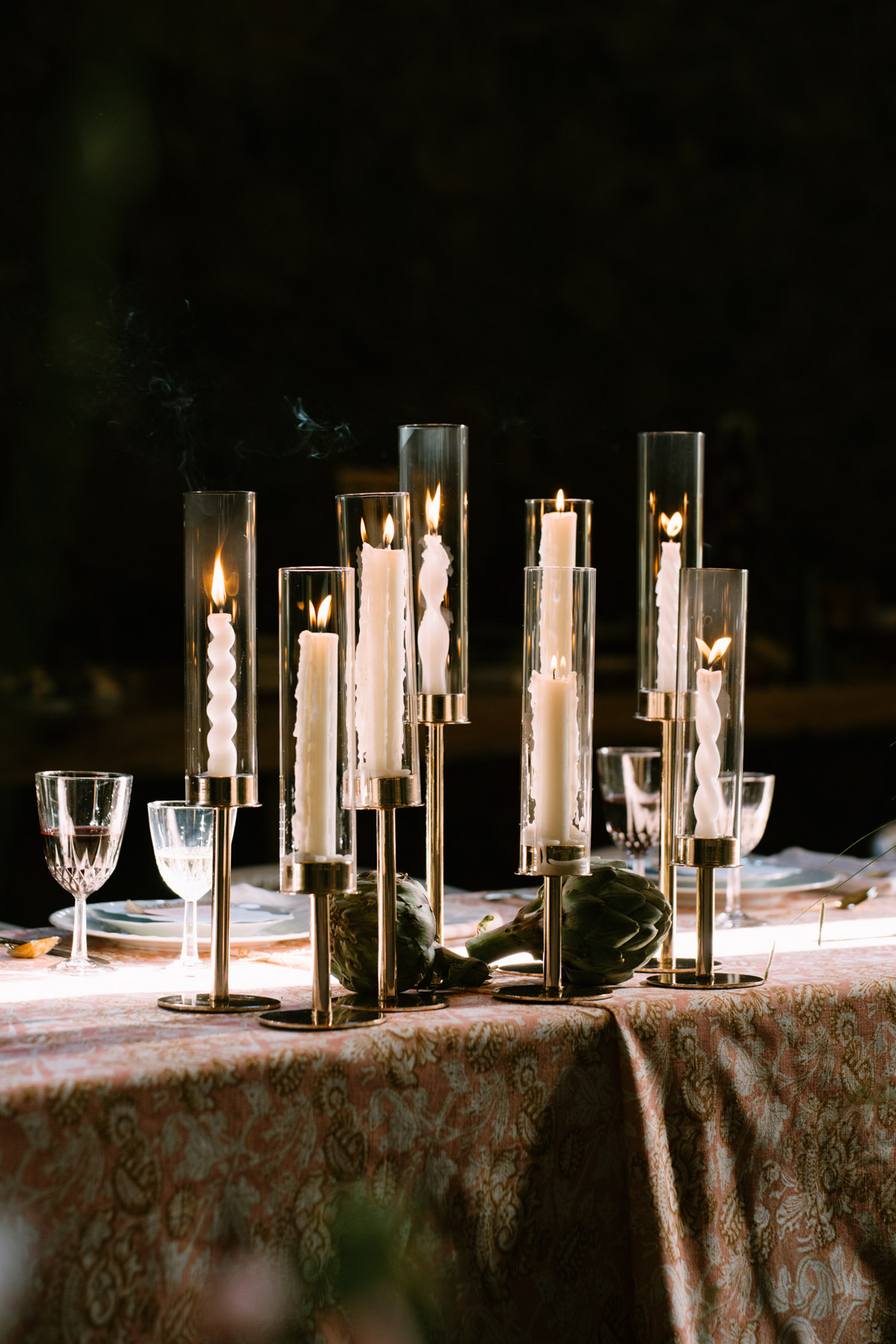 An Italian inspired dinner set up inside of Maysara Winery