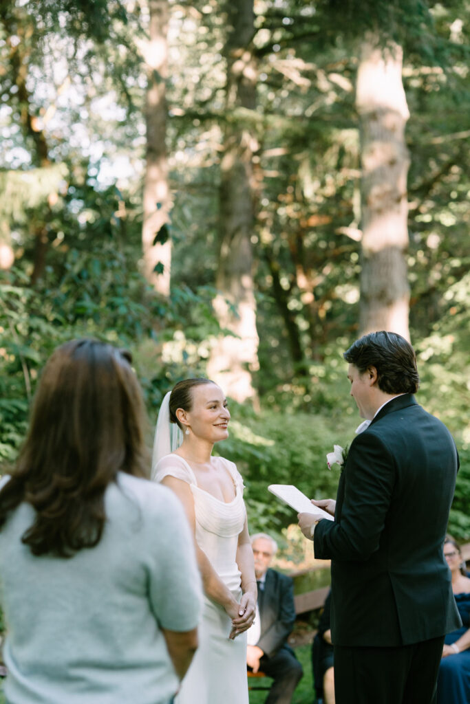 A reading during the outdoor garden ceremony at Anker Place