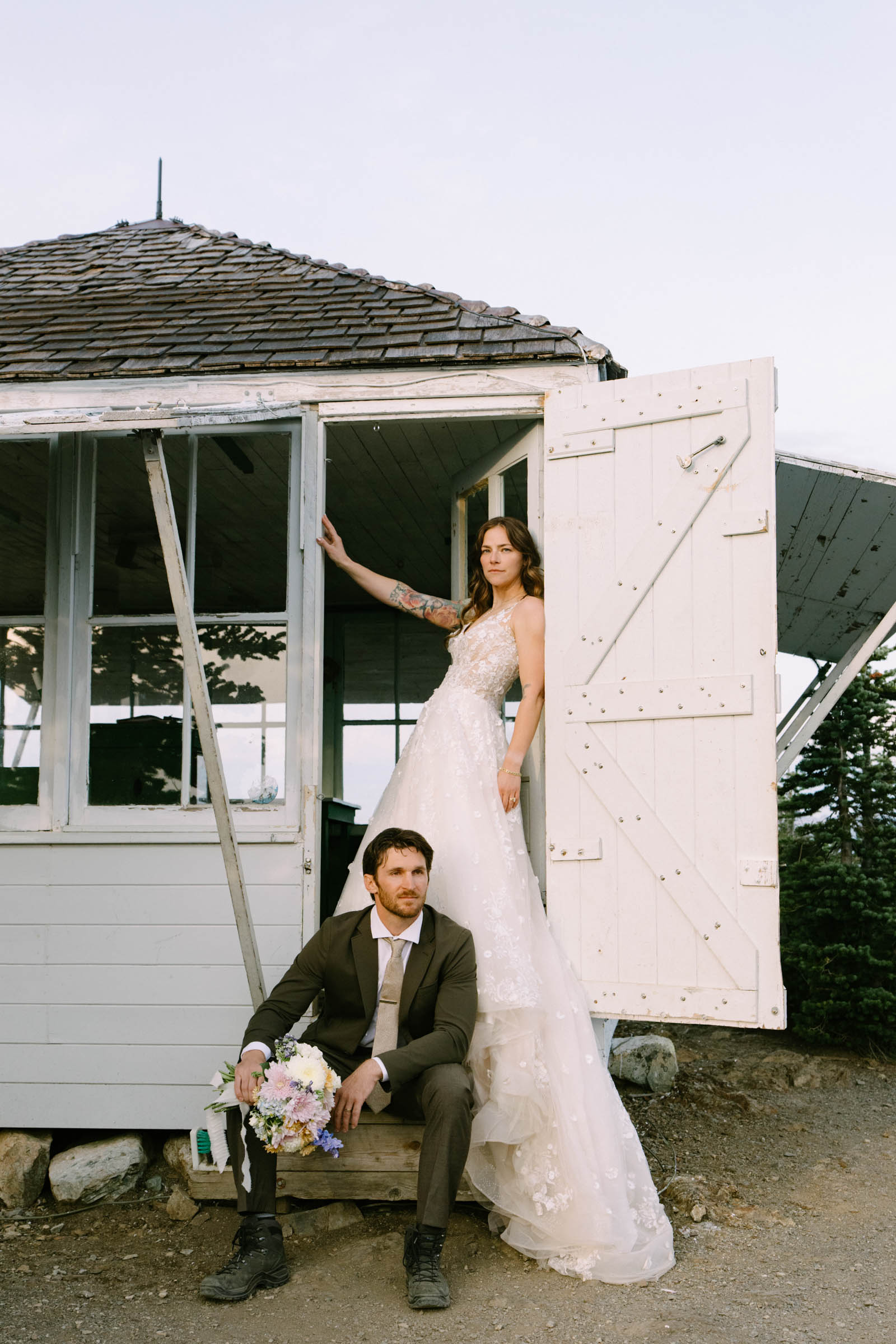 Couple together outside the North Cascades fire lookout