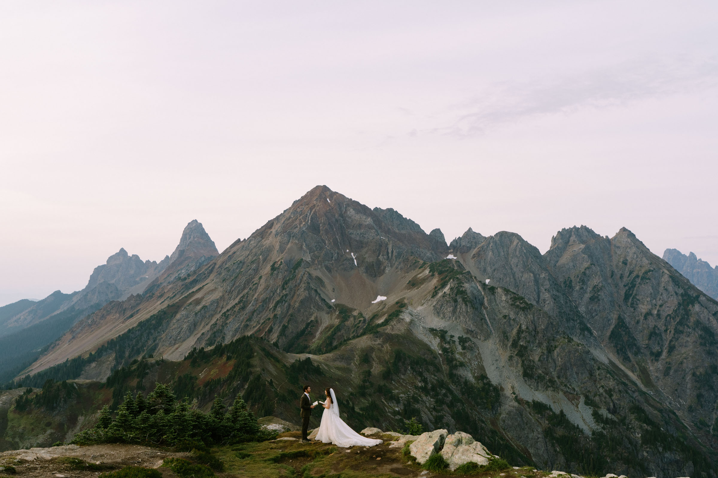 Jagged North Cascades summit rising against the sky near Winchester Mountain